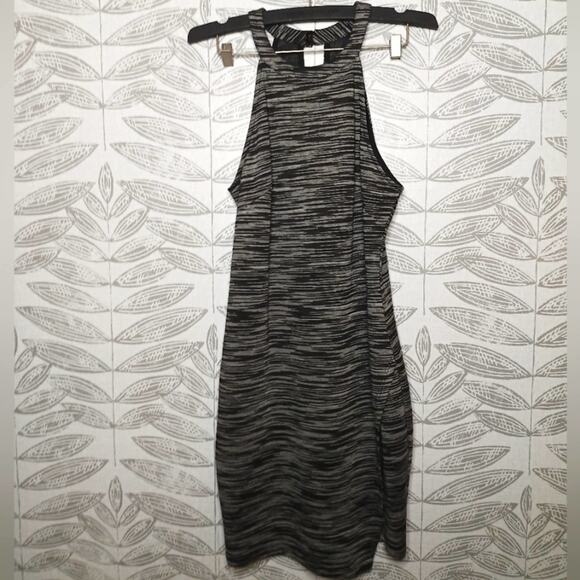 Astr High Neck Mini Dress Space Dye Knit Key Hole Back Asymmetrical Hem - Picture 1 of 7